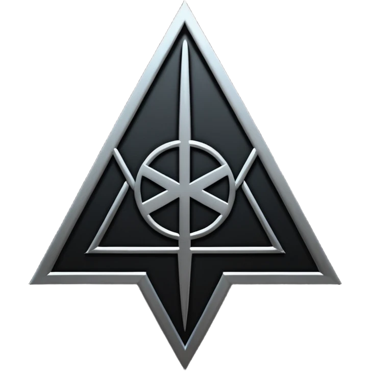 Emoji, dark futuristic occult sigil, symmetrical geometric shape, black metal, gothic cyber aesthetic, minimal flat design, sharp edges, centered, transparent background do not use any other colors but black emoji