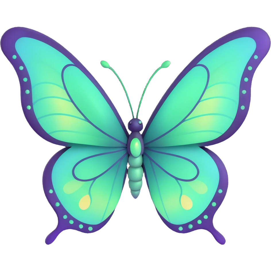 fantasy butterfly with large symmetrical green #c0ff53 wings, glowing softly with gradient highlights, surrounded by magical sparkles and dreamy aura, transparent PNG, 3D cartoon elegant digital fantasy art style emoji