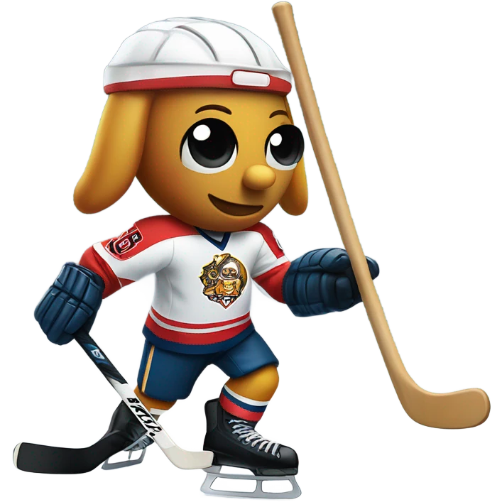Corndog playing hockey emoji