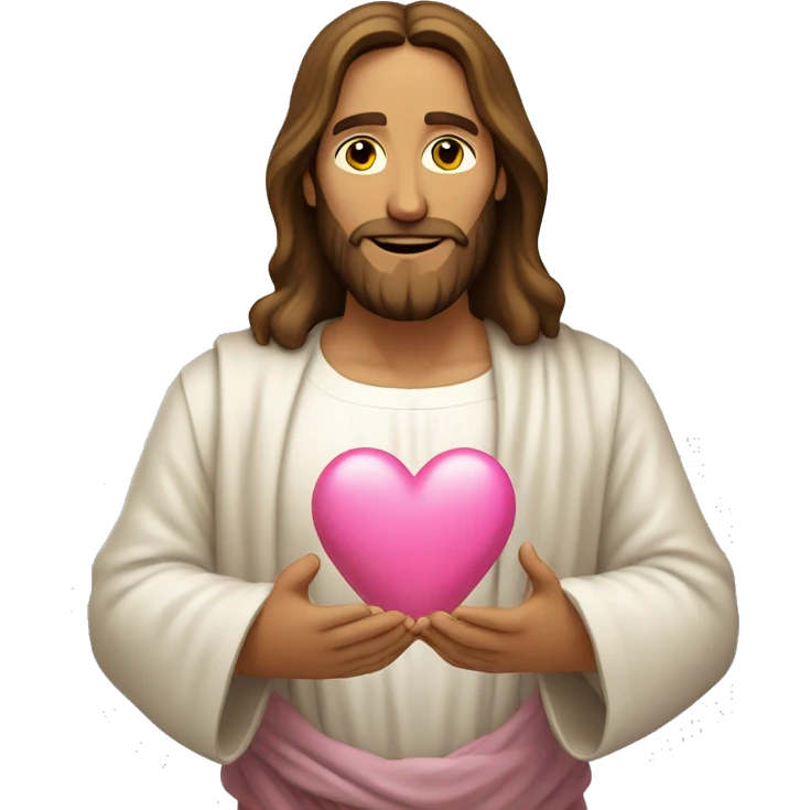 Jesus making pink heart with hands emoji