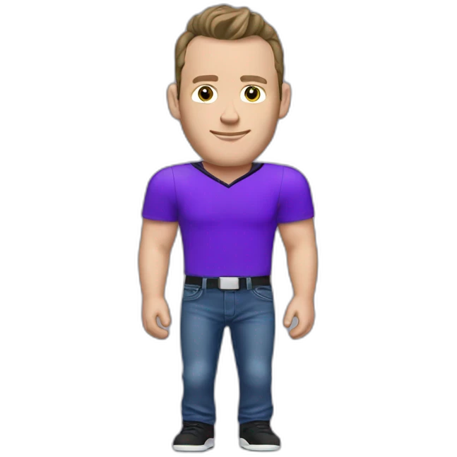 Jonathan Toews wearing a purple shirt and jeans  emoji
