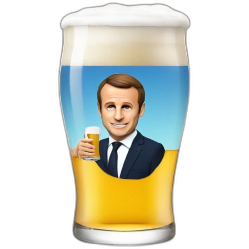 Macron avec une bière  emoji