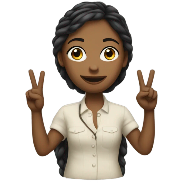 alexandra in amsterdam doing a peace sign emoji