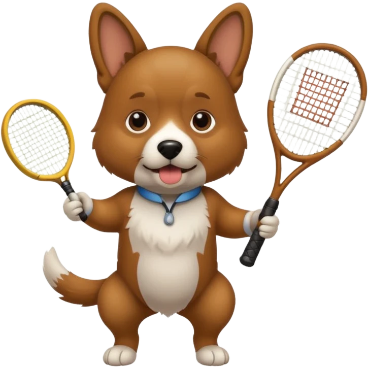Dog holding tennis racquet emoji