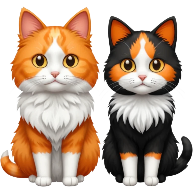 Calico cat standing next to a black and white cat  emoji