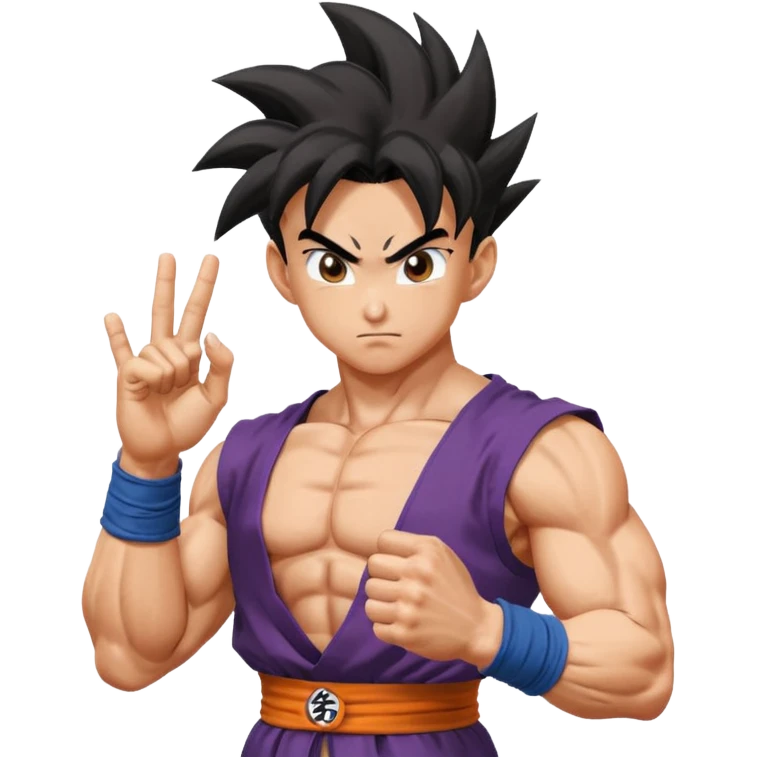 dragon ball gohan with his two fingers and arms facing right to fusion with trunks  emoji