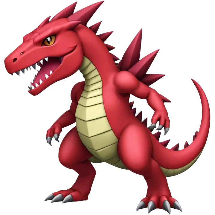 Badass cool edgy salazzle-Guilmon-tyranitar-hybrid, full body emoji
