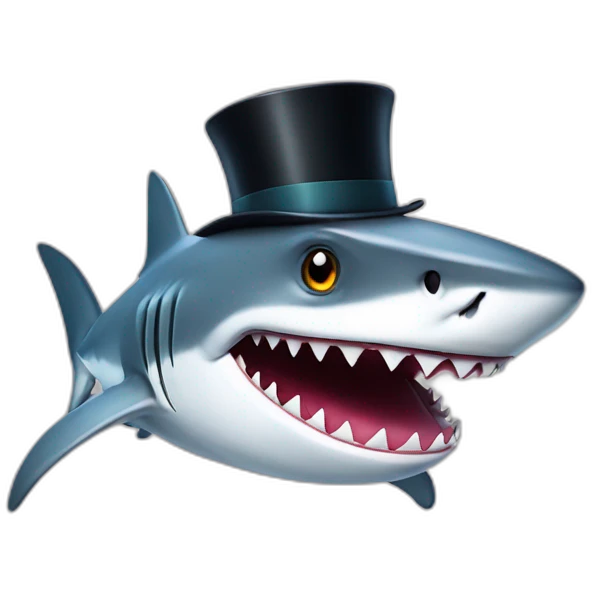 Shark with a top hat emoji