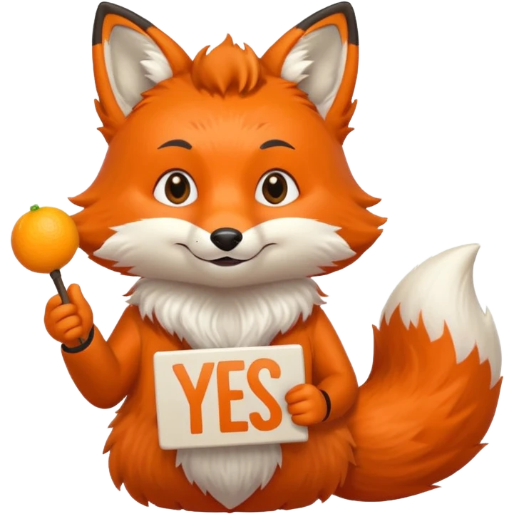 a fox HOLDING a yes sign emoji