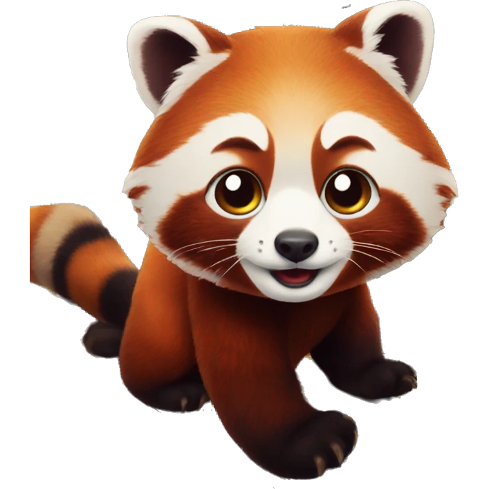 red panda sur un train emoji