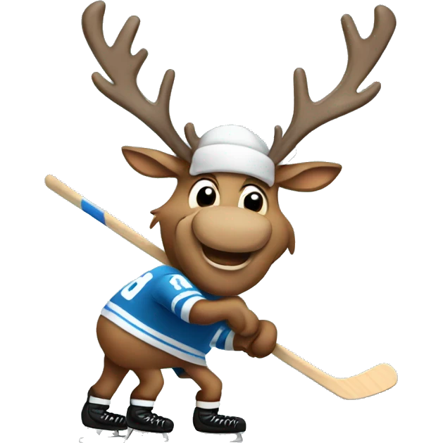reindeer playing ice hockey emoji
