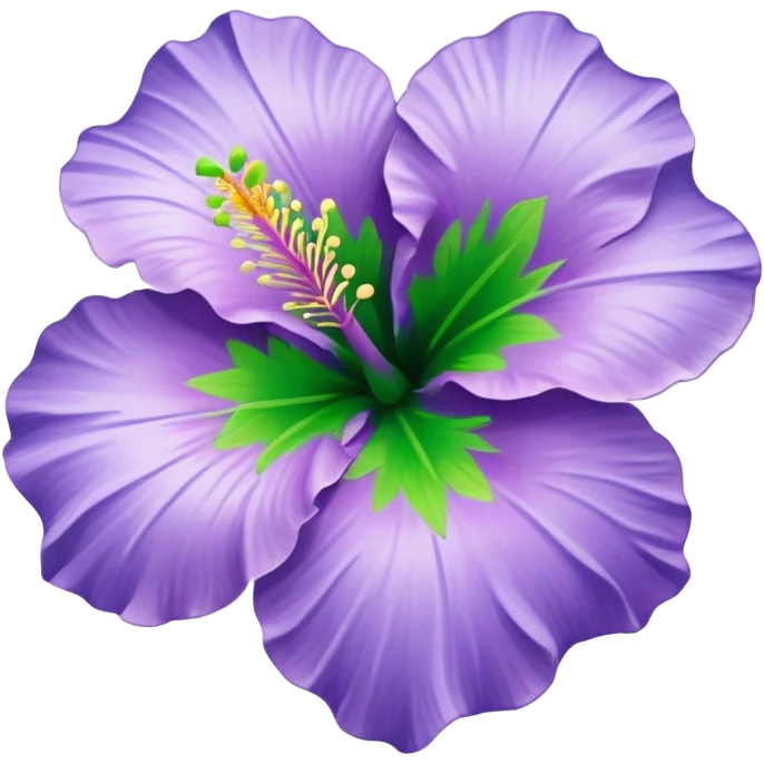 Change the single lilac hibiscus blossom to blue and lime green colors, keep the emoji style, with no background. emoji