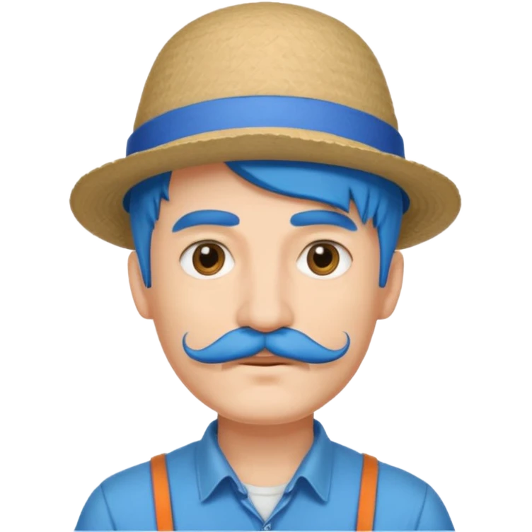 blue long haired man and small hat and mustache emoji