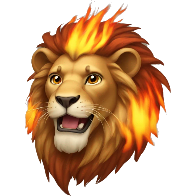Lion with flaming mane emoji