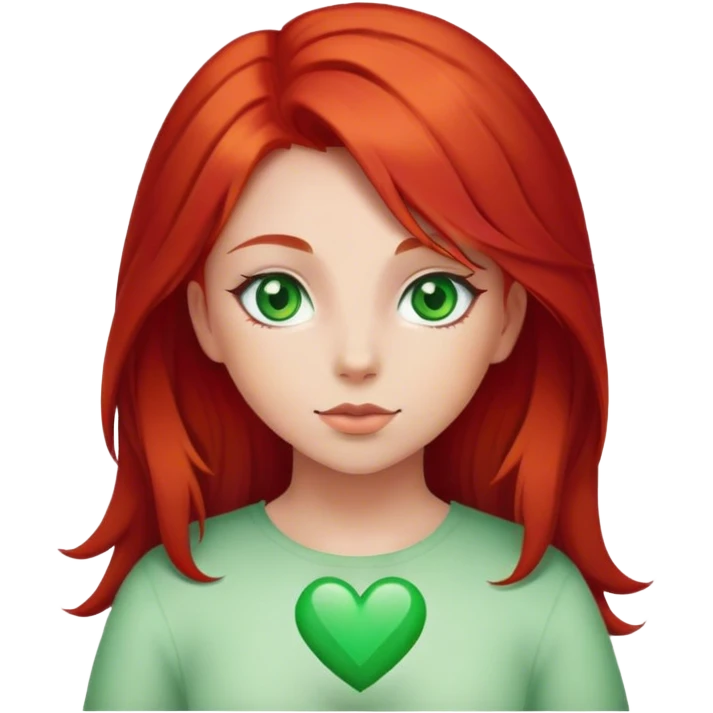 girl with redhead with green eyes with heart  emoji