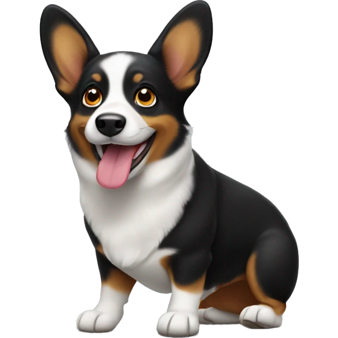 Black corgi dog with tounge out emoji