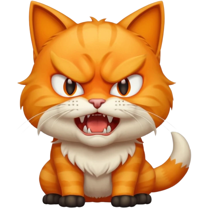 full body of angry cat with fangs, front face  emoji