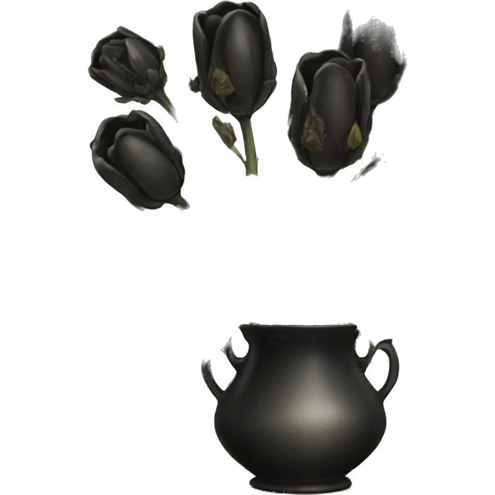 Vintage dead black flowers and pods in vase emoji