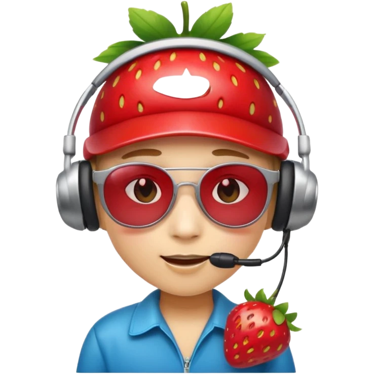 Cute strawberry wearing headset and shades emoji