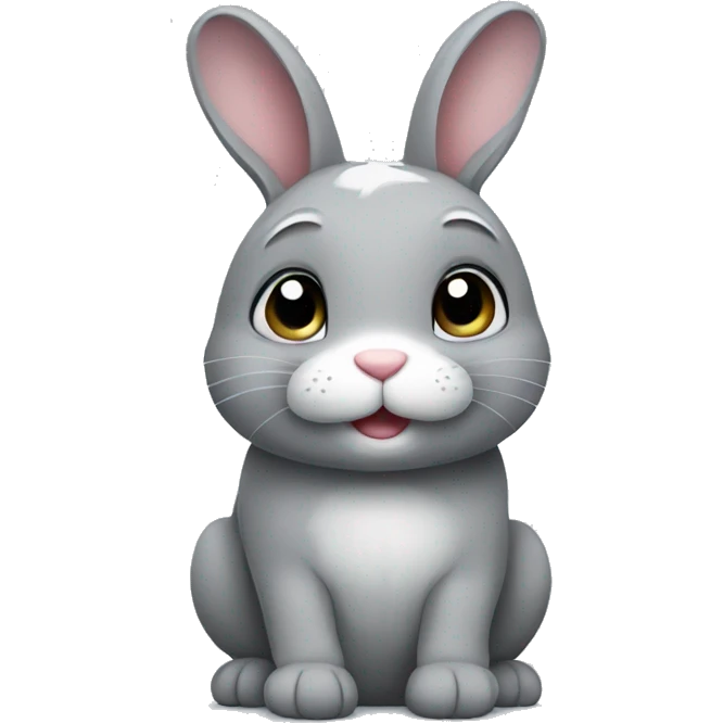 Grey bunny looking cute emoji