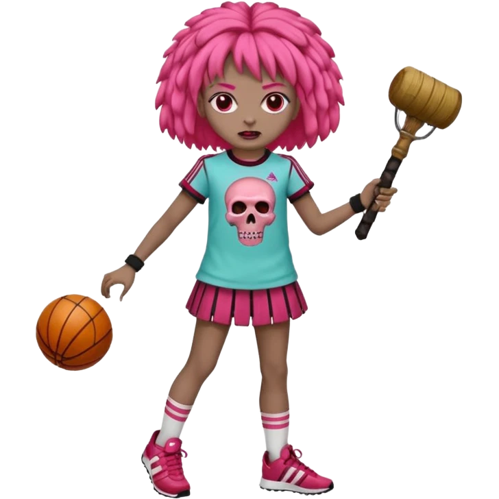 Crie um emoji de uma menina com bochecha gordinha com o cabelo vermelho longo com uma franja reta zumbi casaco de gola alta da adidas emoji