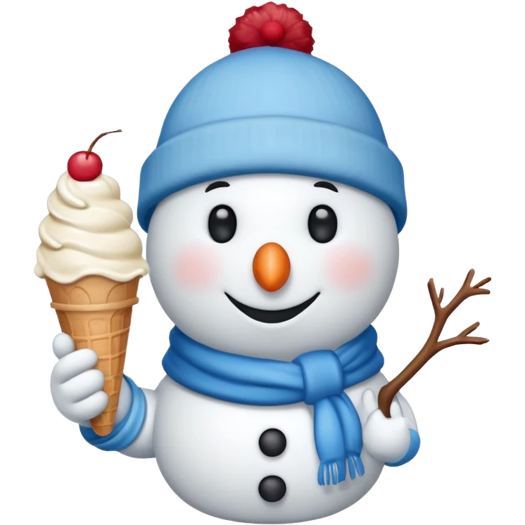 snowmen holding ice cream single snowmen with winter cap emoji