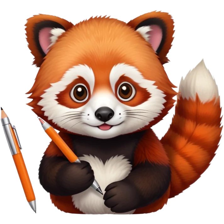 Red panda holding a pen emoji