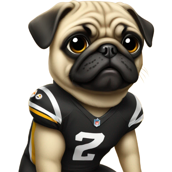 Pug in a Steelers jersey emoji