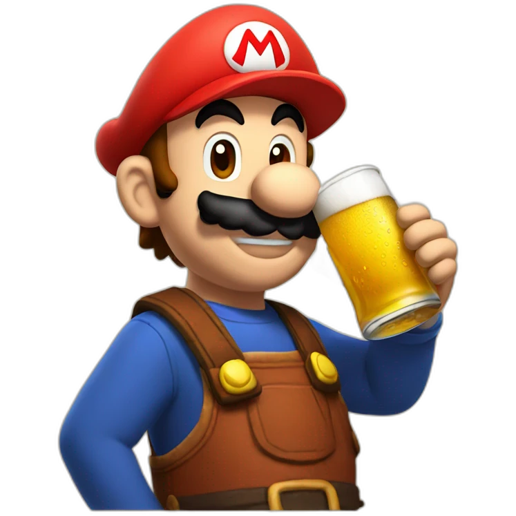 mario drinking beer emoji