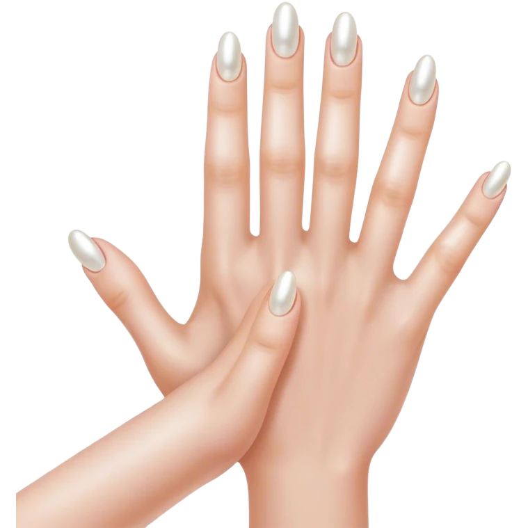 beautiful realistic female hand with five fingers with pearl manicure emoji