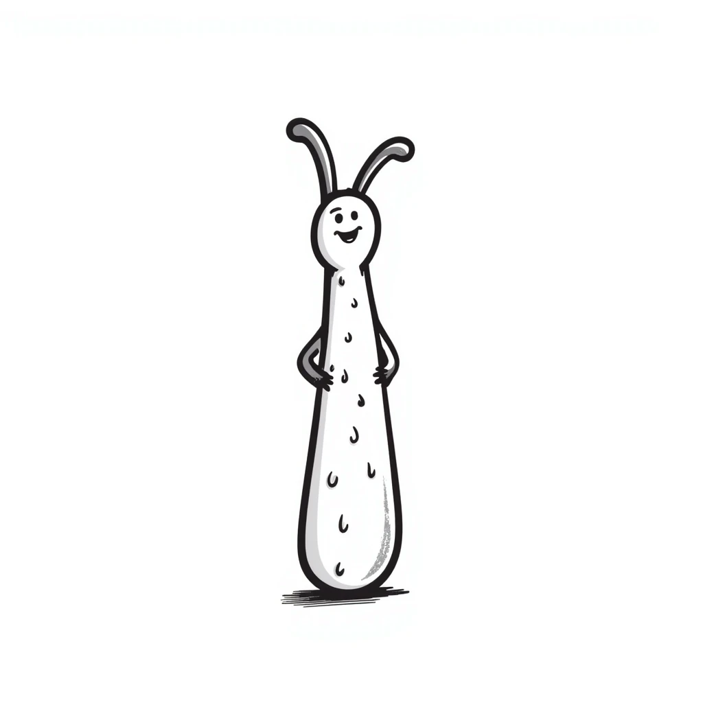 hand drawn doodle of a rubber penis emoji