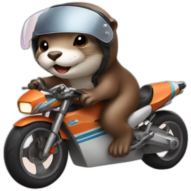 Otter who rides a racing motorcycle emoji