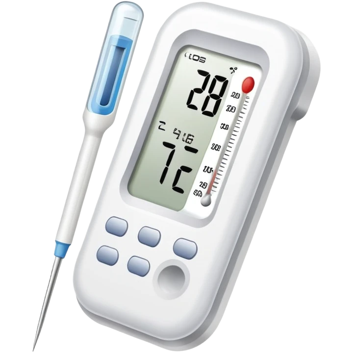 digital thermometer and clean surgical gauze together emoji