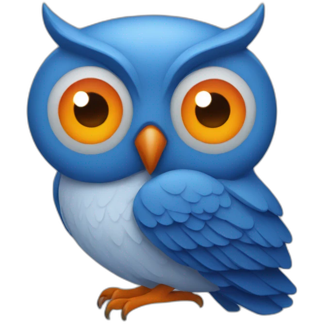 blue owl with orange eyes emoji