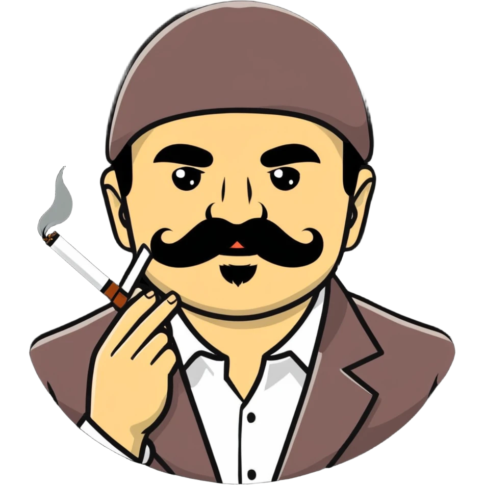El Chapo drug lord with mustache smoking marijuana emoji