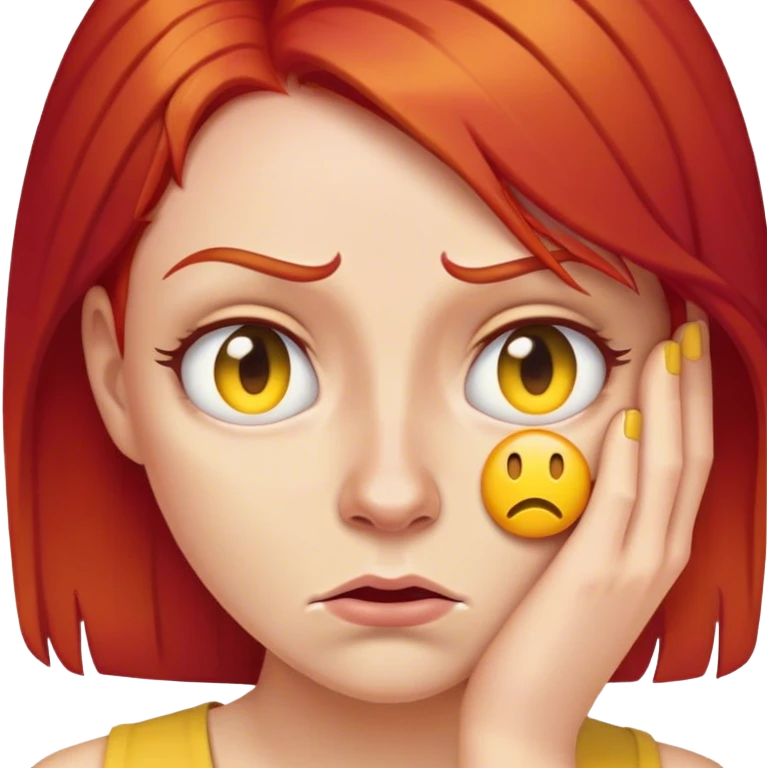 🤨+😠+👩🏼‍🦰 a bit angry more disgusted and make it a yellow iPhone emoji  emoji
