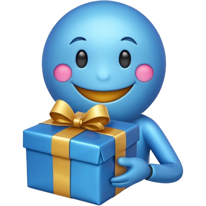 Blue smiley showing a present emoji