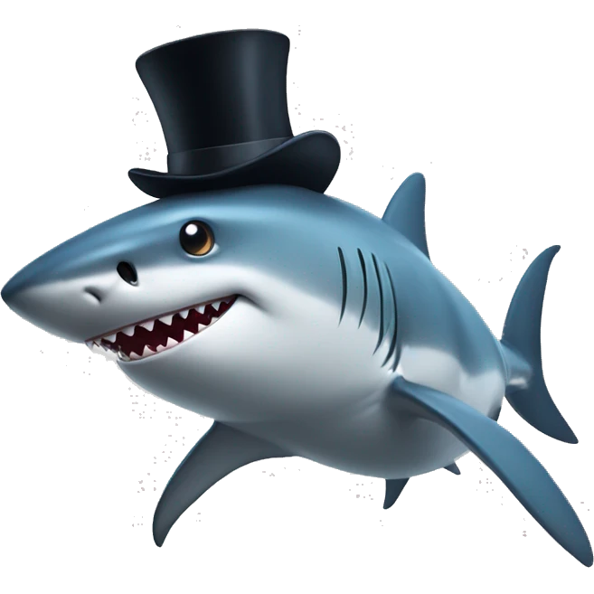Shark with a top hat emoji