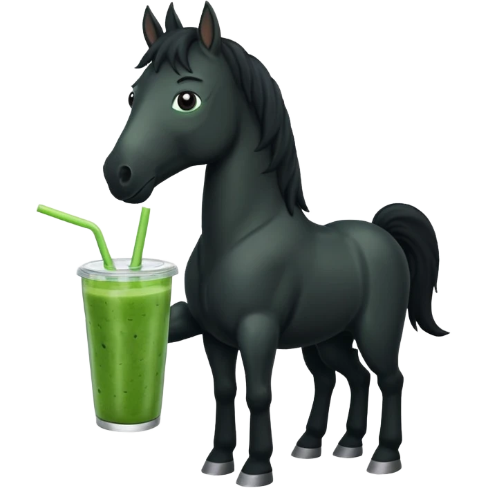 black horse character holding smoothie emoji