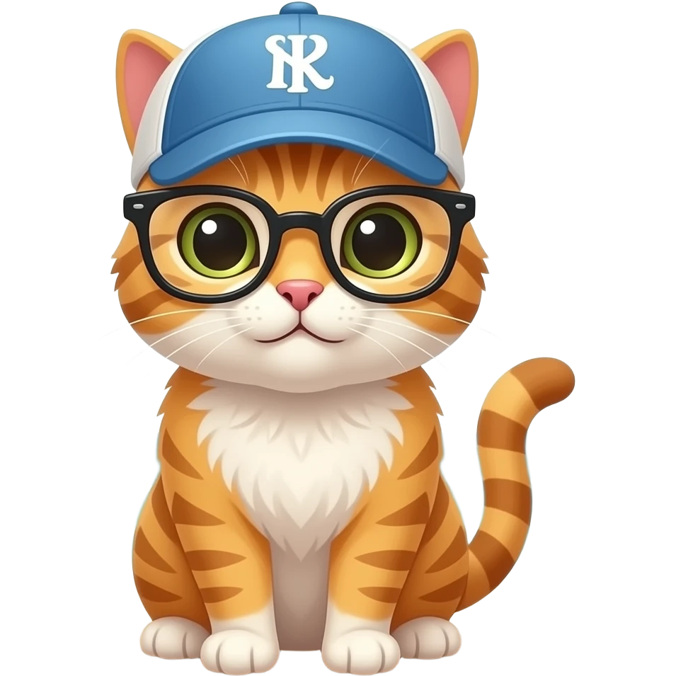 Gato con gafas y gorra en la playa emoji