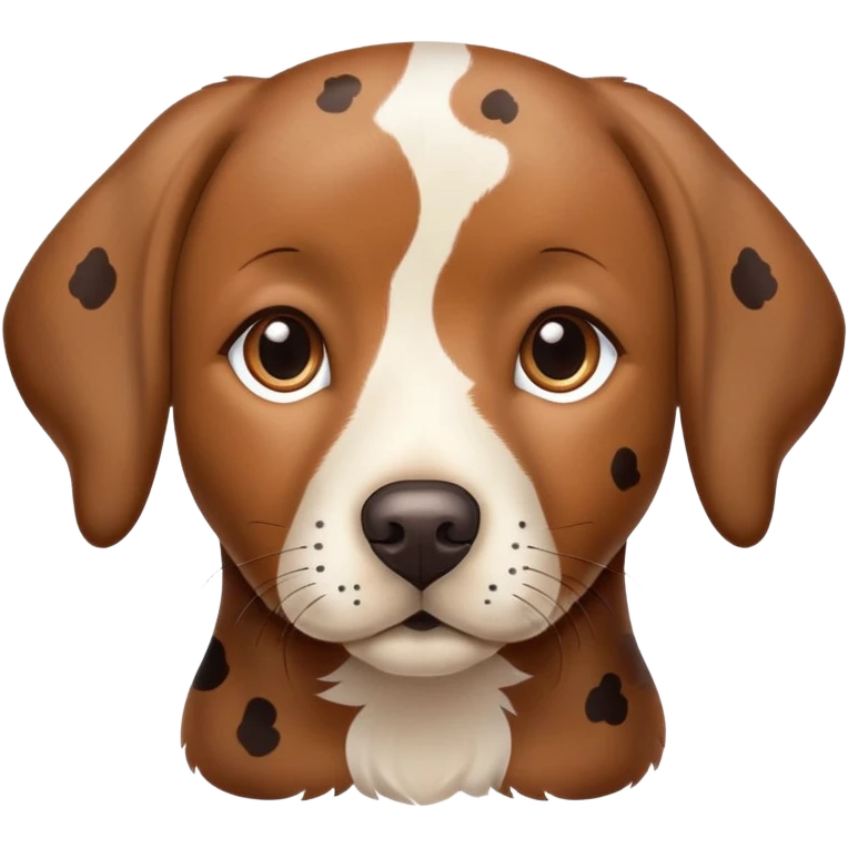 photorealistic brown Labrador retriever with spotted calico pattern, detailed fur texture, lifelike eyes emoji