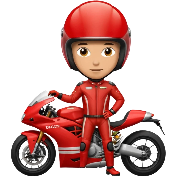 biker with red ducati helmet and red ducati suit emoji
