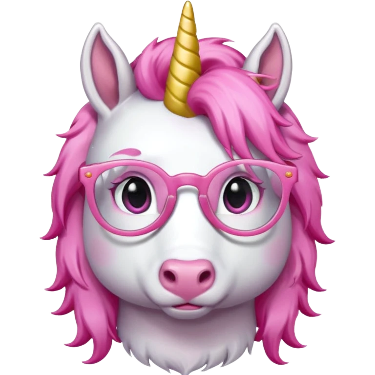 unicorn with glasses and pink hair emoji