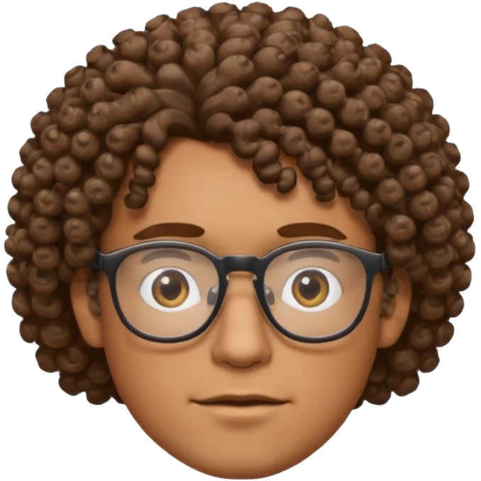 homme blanc brun avec cheveux frisés et lunette, vue de face emoji