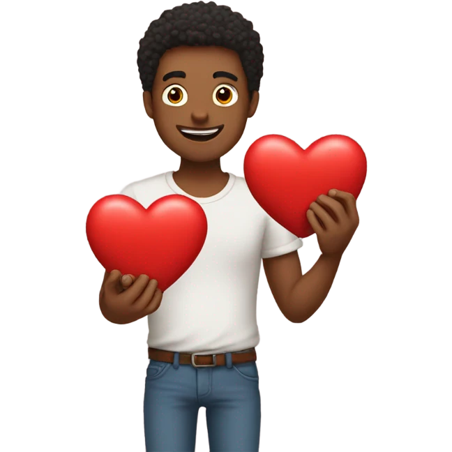Guy holding 23 hearts emoji
