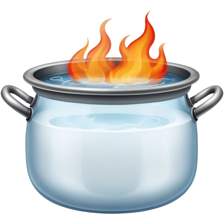 pot with boiling water and steam rising, with fire beneath the pot emoji