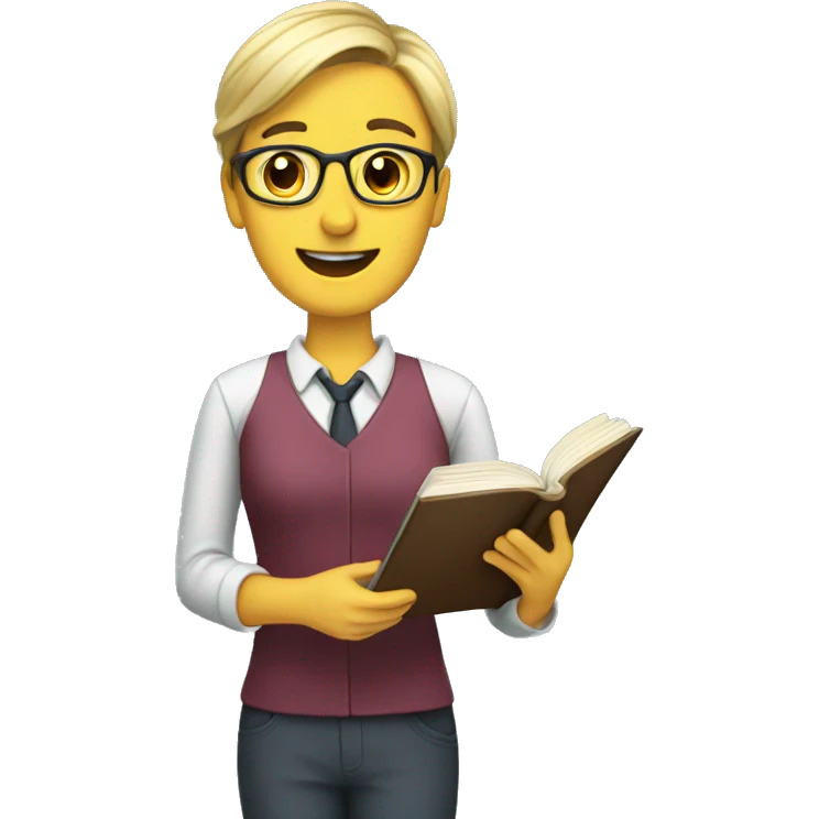 Teacher showing a book emoji