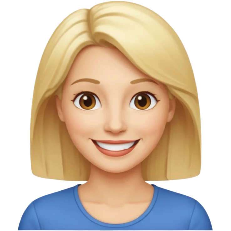 female, mid-age, blonde hair smile emoji