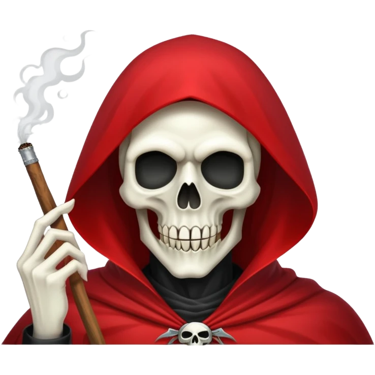 scary grim reaper in red cape smoking weed emoji
