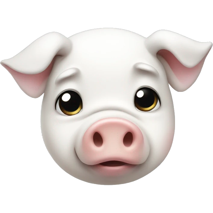 white pig with sad emoji